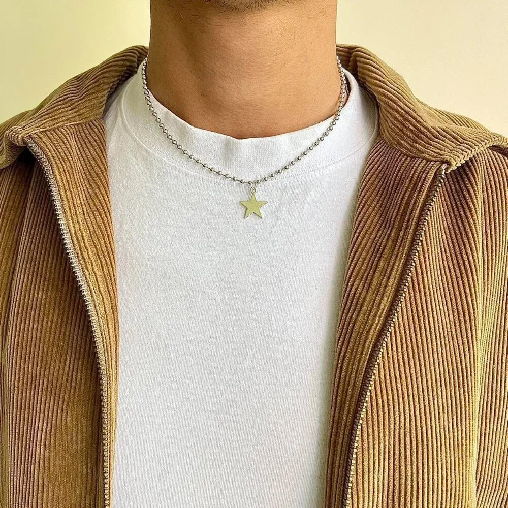 y2k 2000s vintage style heavy metal punk gothic emo star pendant chain necklace